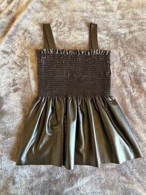 Like New Hesed Faux Leather Smocked Babydoll Tank Size Medium